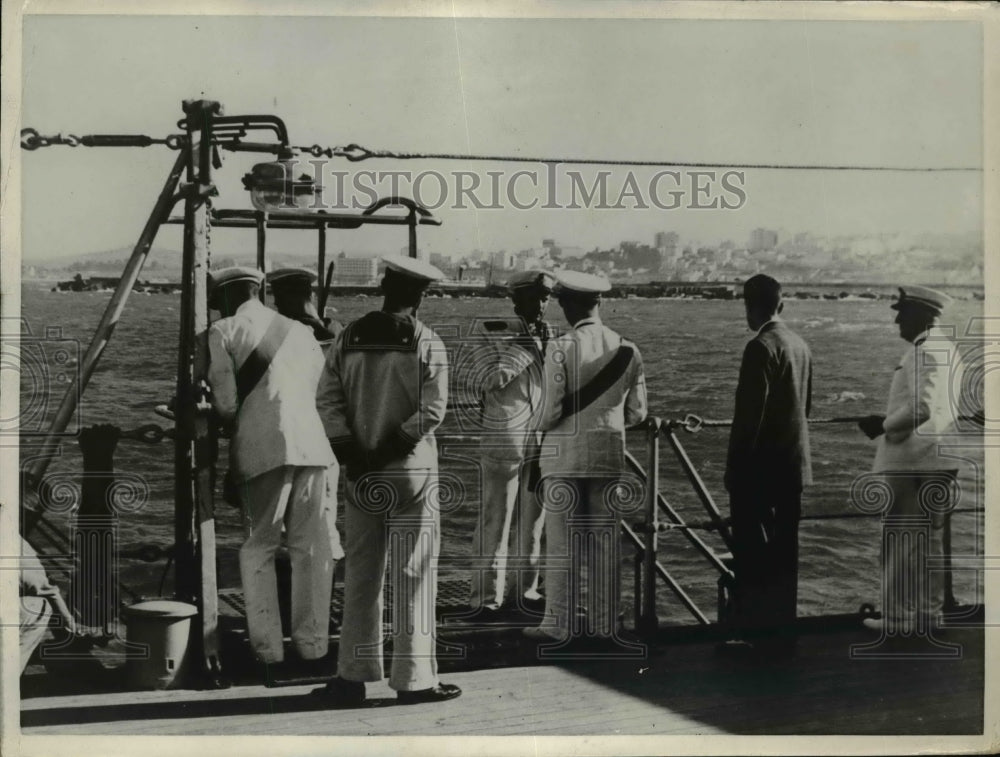 1939 Press Photo Italian Officers/Sailors of the Count of Cavour in Tangiers- Historic Images