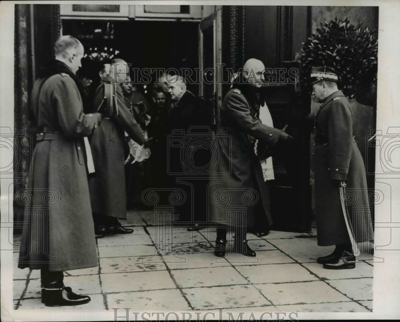 Load image into Gallery viewer, 1939 Press Photo Marshal Smigly-Rydz Leaves Funeral Services for Walery Slawek
