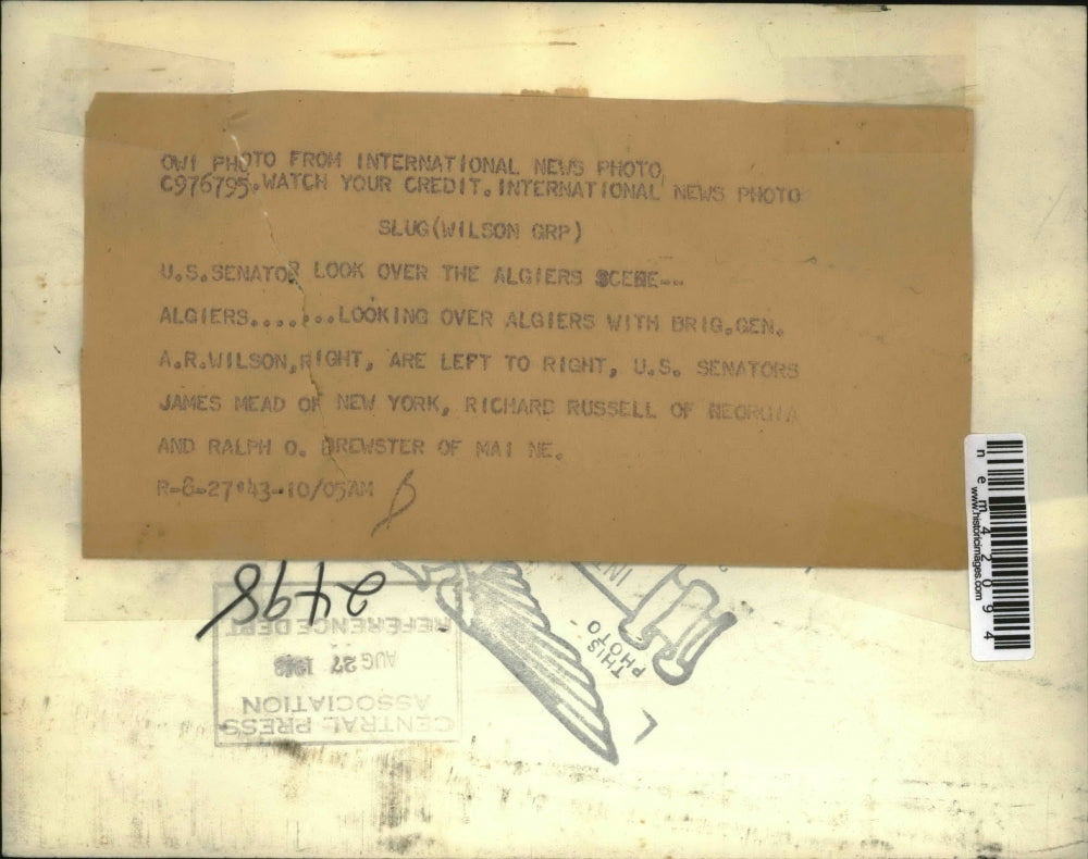 1943 Press Photo U.S. Senator Look Over Algiers Scene - nem42094