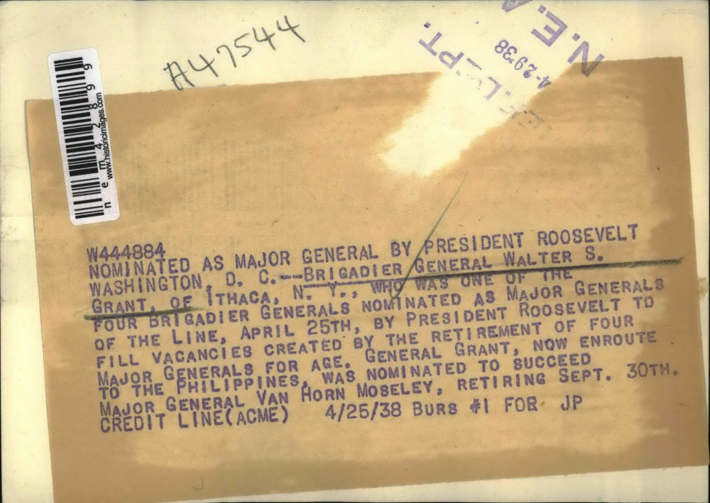 1938 Press Photo DC Brig Gen Walter S Grant to become Major General - nem42899