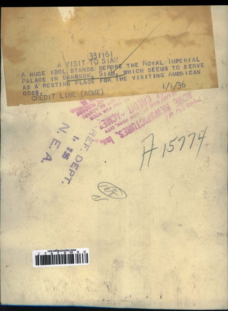 1936 Press Photo Royal Imperial Palace in Bangkok Siam & US sailors - nem42927