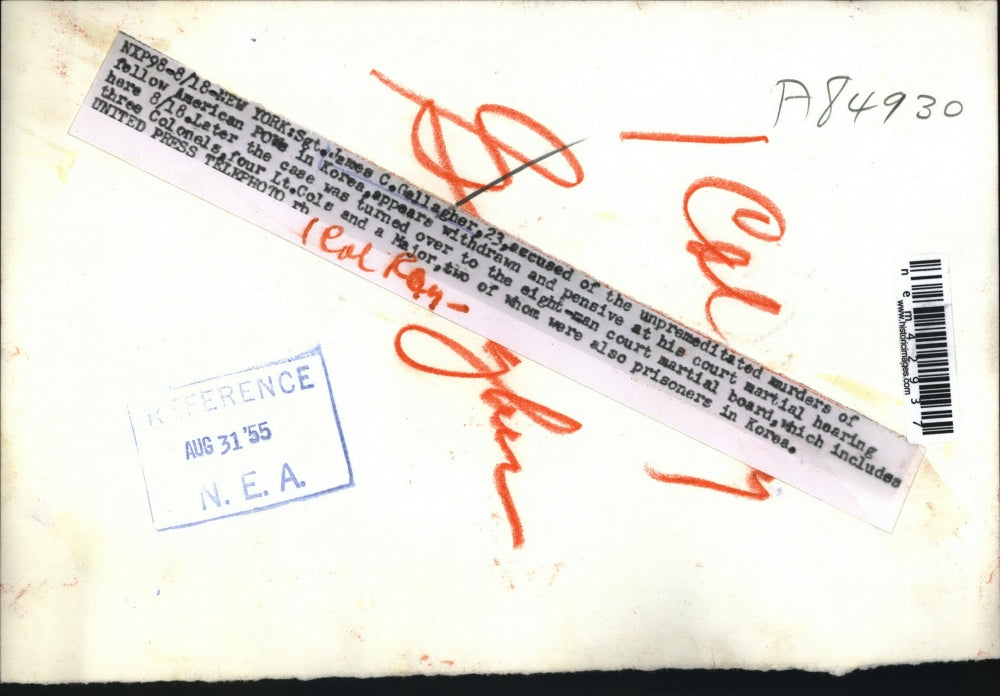 1955 Press Photo Sgt James C Gallagher murder of fellow POWs Korea - nem42937