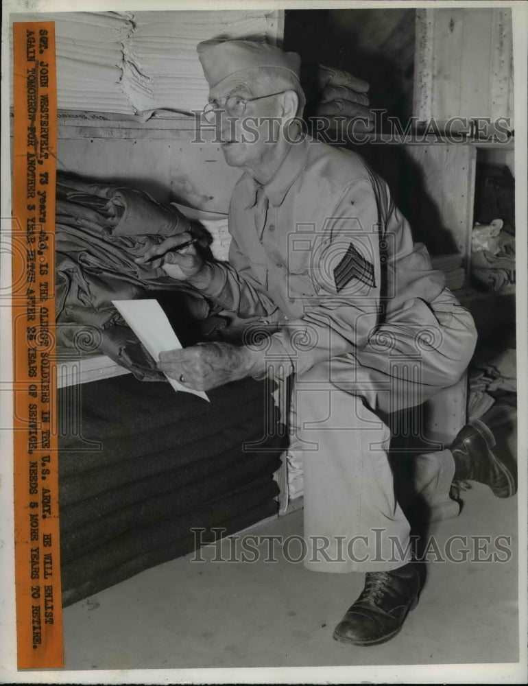 Load image into Gallery viewer, 1941 Press Photo Sgt John Westervelt is the Oldest Soldier in the U.S. Army
