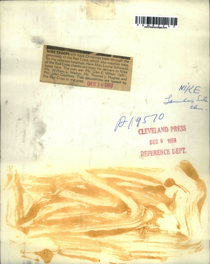 1958 Press Photo Nike Troops Will Have Christmas Trees Through the Red Cross