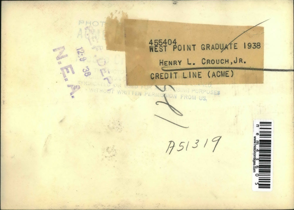 1938 Press Photo West Point graduate in 1938 Henry L Crouch Jr - nem43605