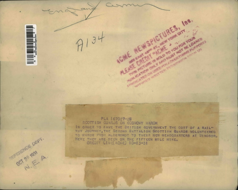 1931 Press Photo Scottish guards on economy march from Aldershot - nem44147