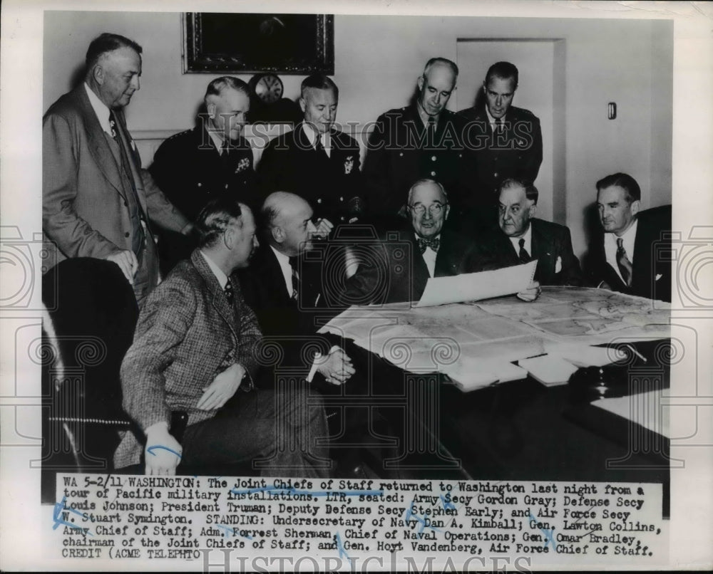 1950 Press Photo Washington DC Joint Chiefs of Staff meeting Army Scy Godon Gray