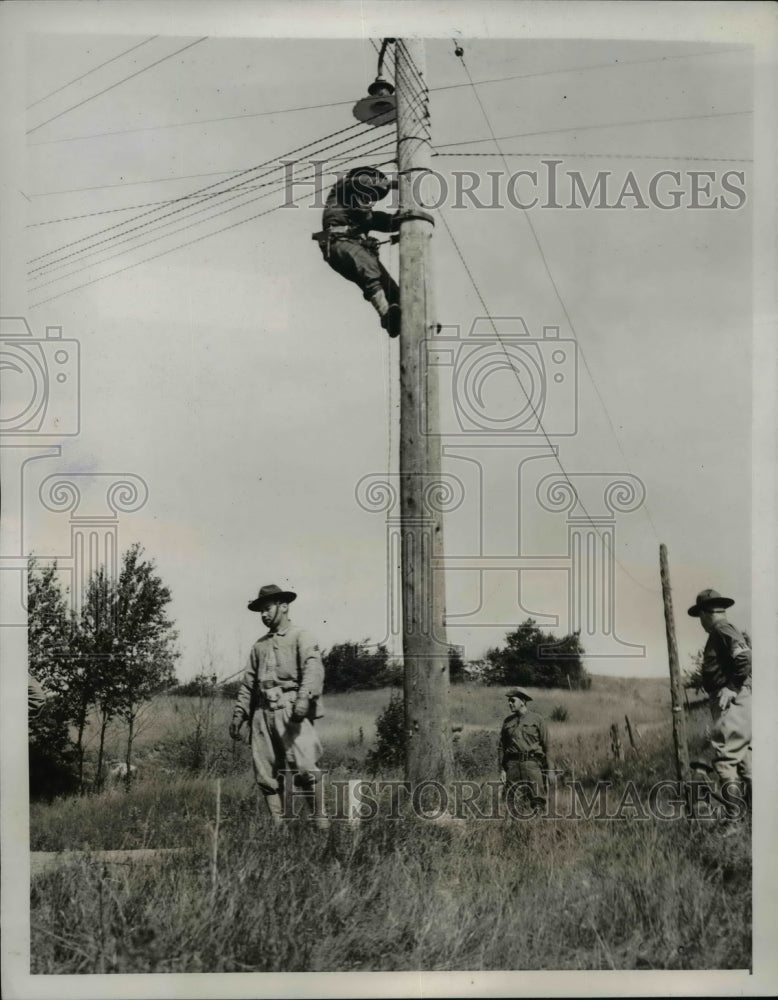 1939 Press Photo US Military Troops in New York Army Games String Telephone Wire