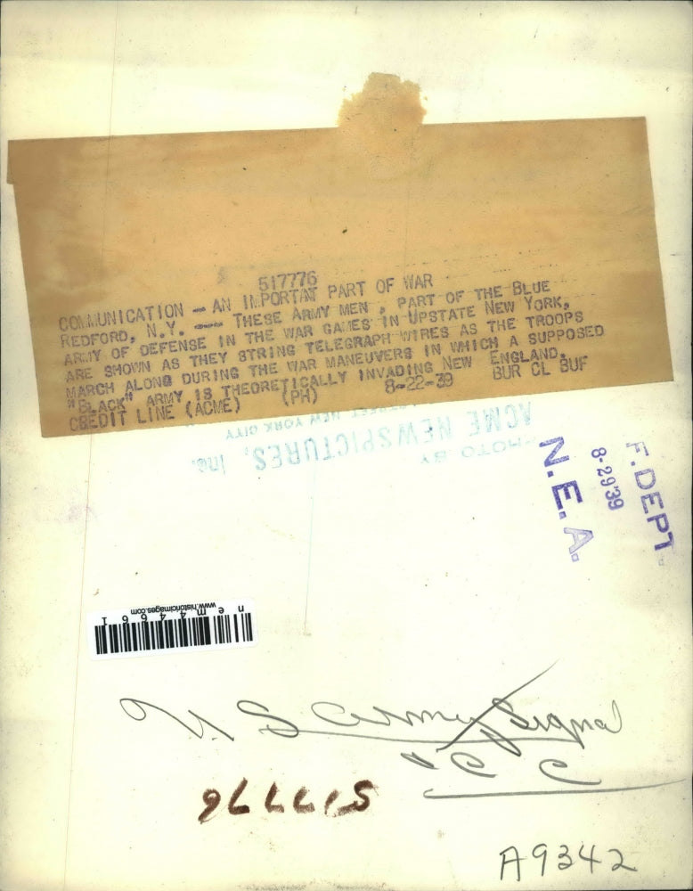 1939 Press Photo US Military Troops in New York Army Games String Telephone Wire