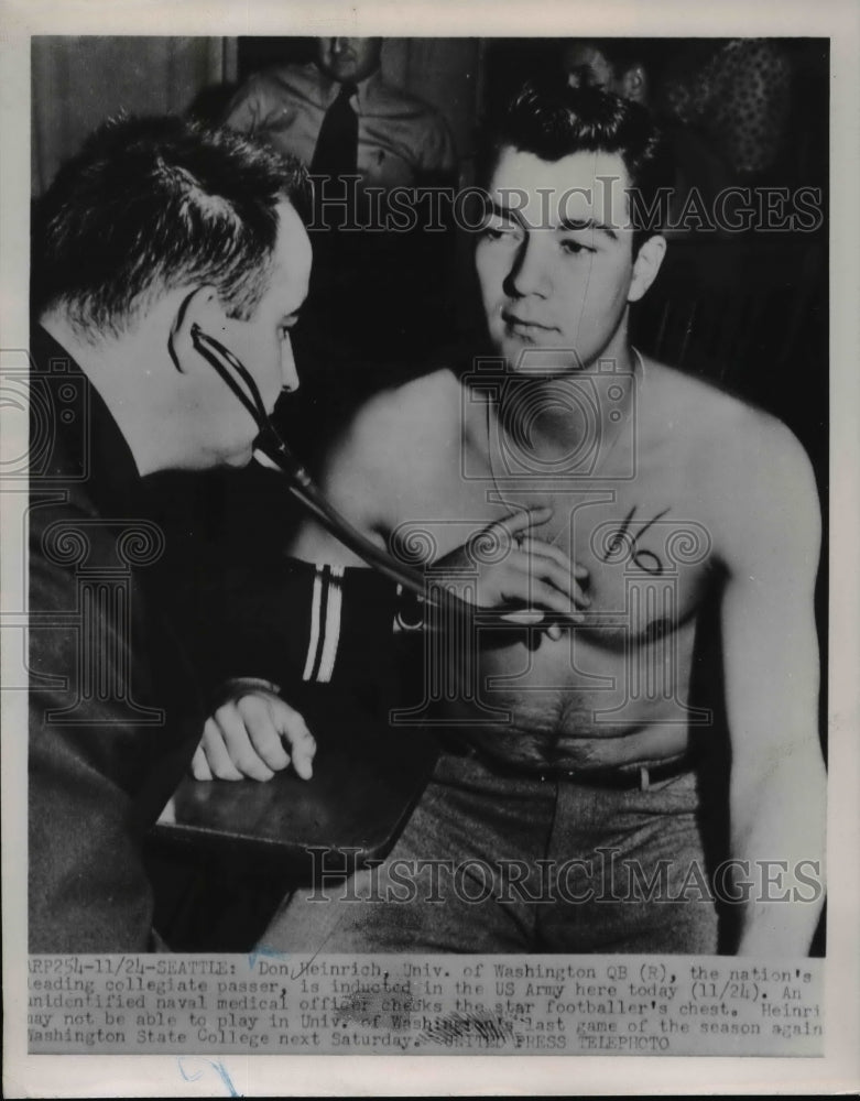 1952 Press Photo Washington Football Player Don Heinrich Inducted into Army