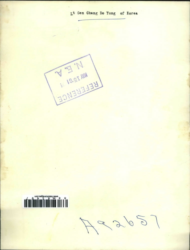 1961 Press Photo Lt General Chang Do Yung of Korea - nem45497