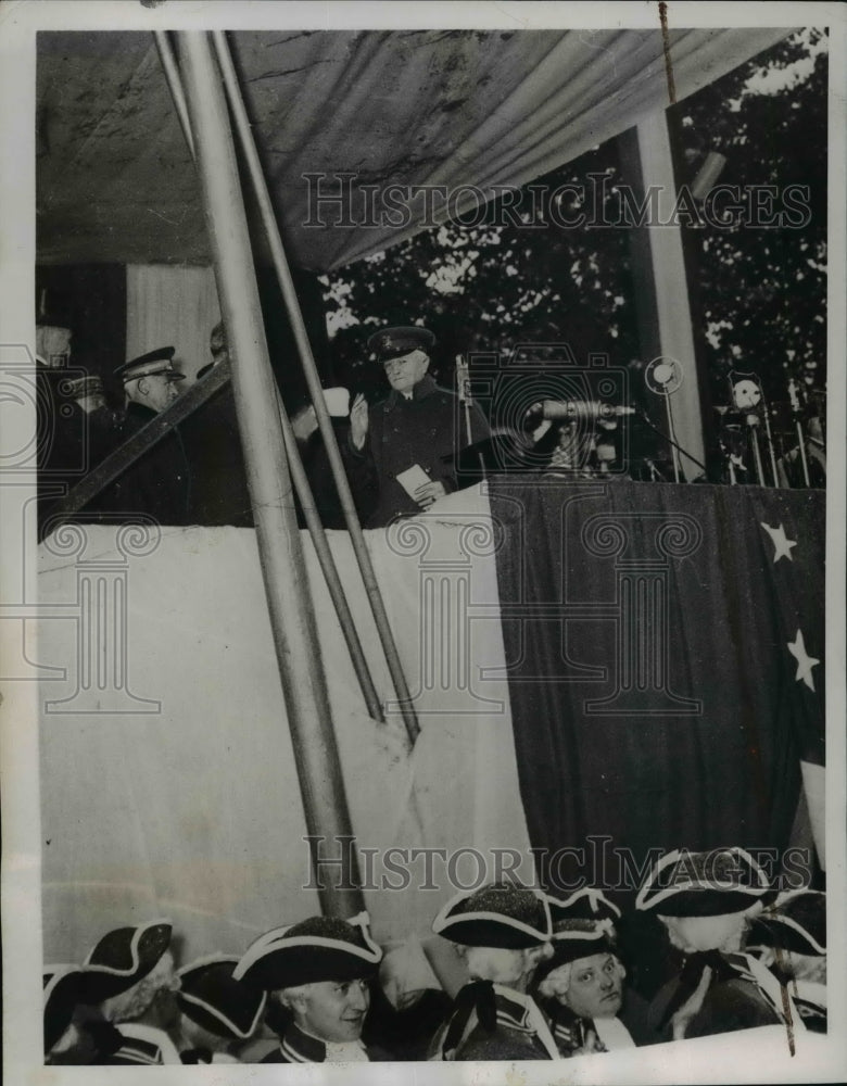 1937 Press Photo General Pershing Peaking at Aisne-Marnes Memorial France