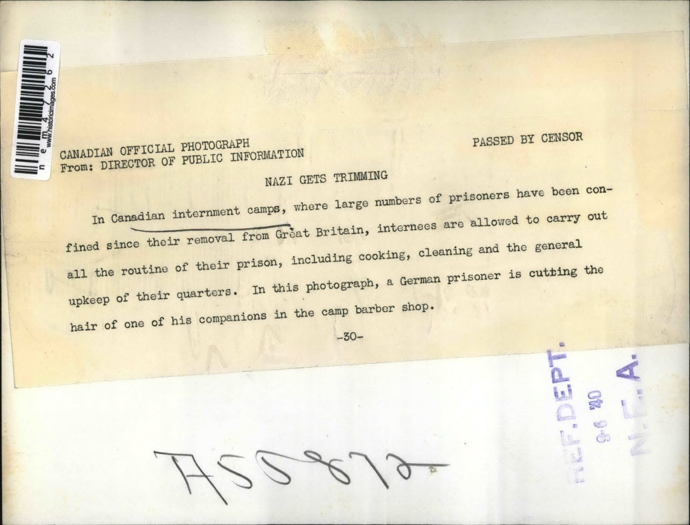 1940 Press Photo German Prisoners of War in Canadian Internment Camp