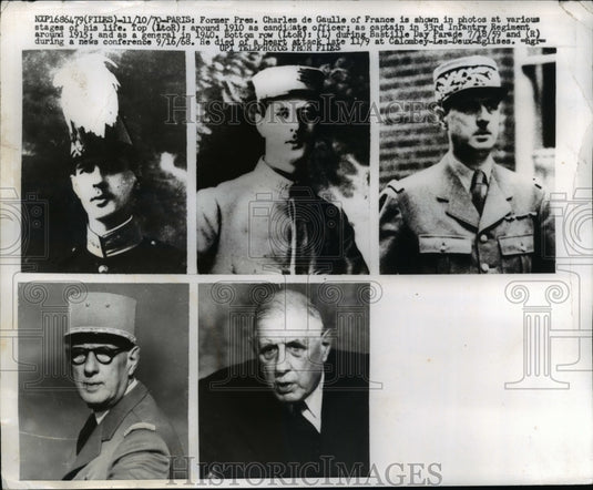 1970 Press Photo Former Pres. Charles de Gaulle of France - nem48525