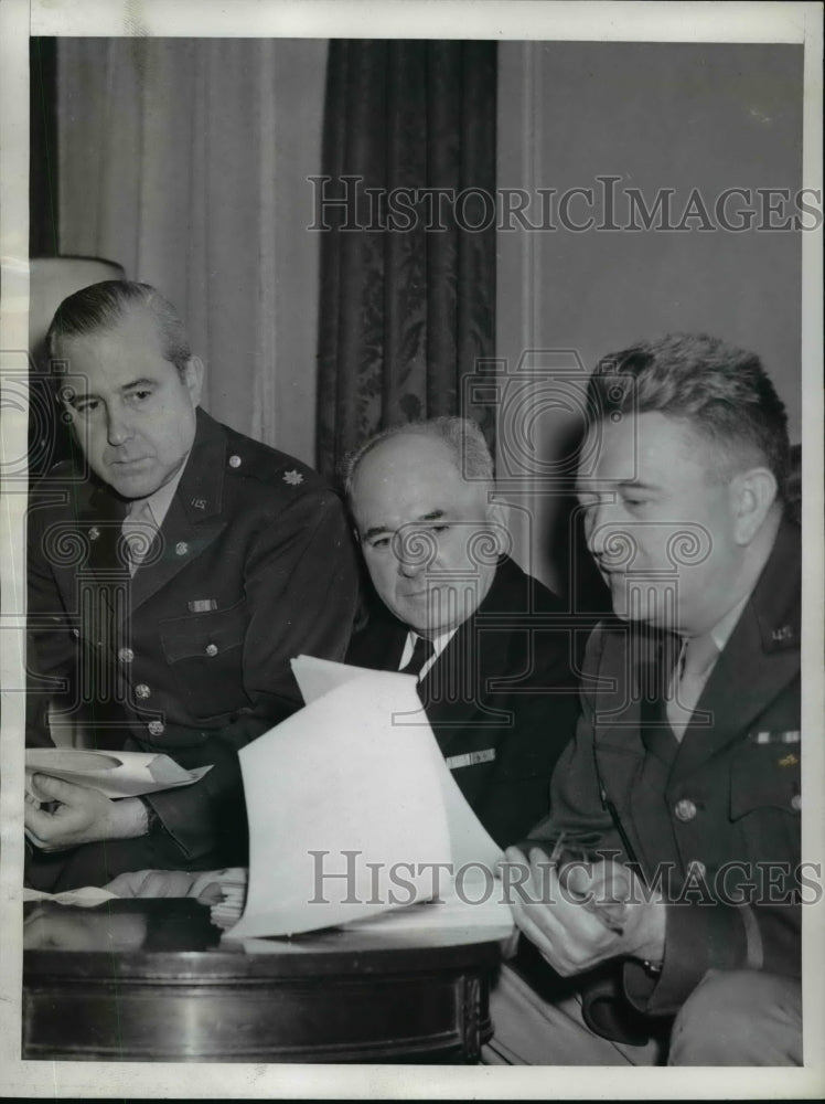 1944 Press Photo Maj.Gen.Lewis B Hershey studies new Draft Board Regulations- Historic Images