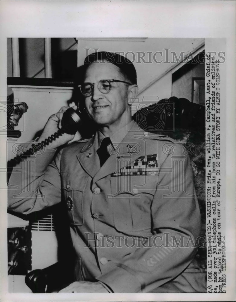 1952 Press Photo Brig Gen William P Campbell Talks to Friends While in Europe