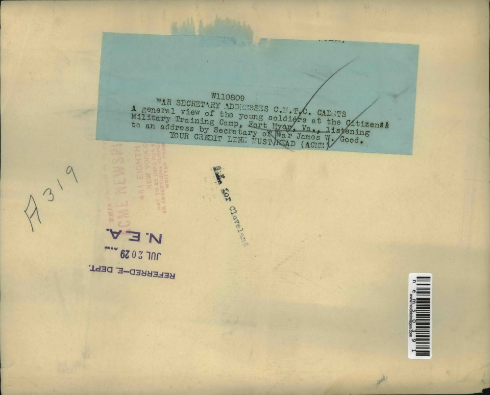 1929 Press Photo General view of soldiers at Citizens Military Training Camp