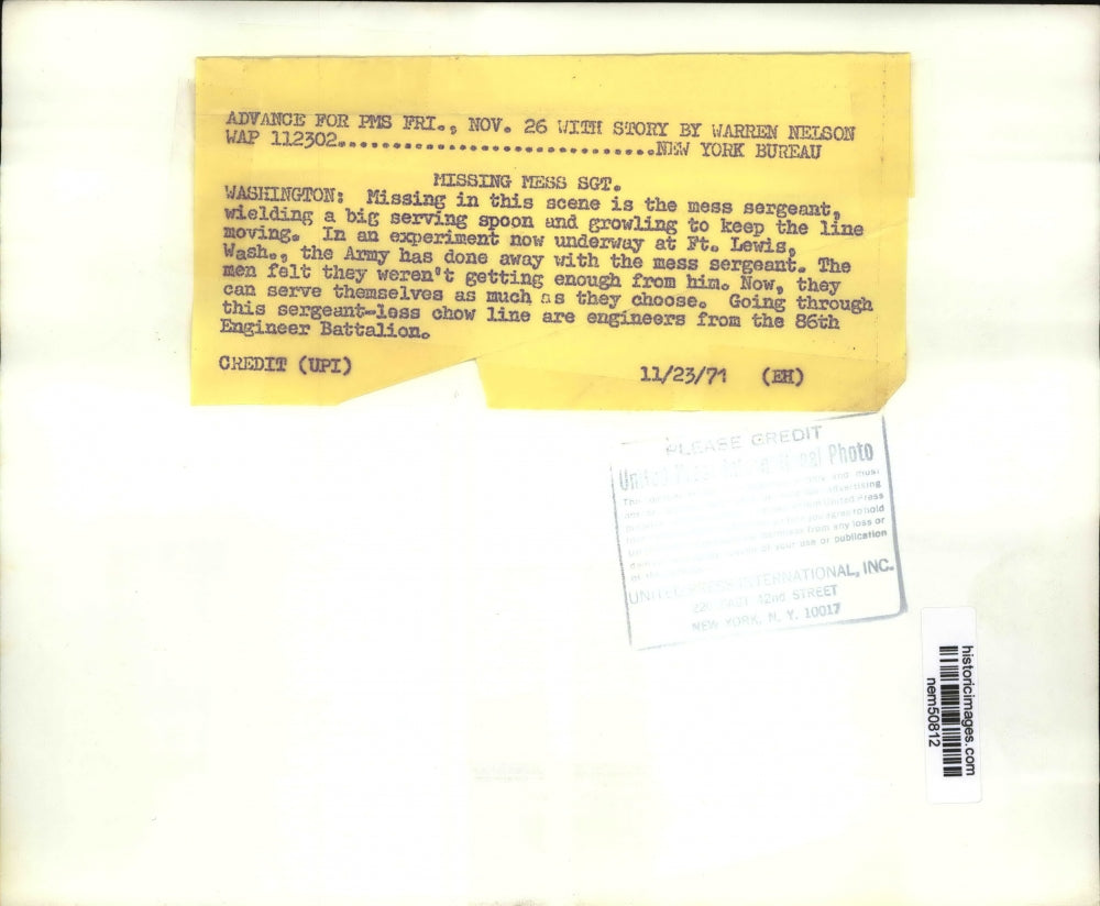 1971 Press Photo The 86th Engineer Battalion during lunch break at Ft. Lewis