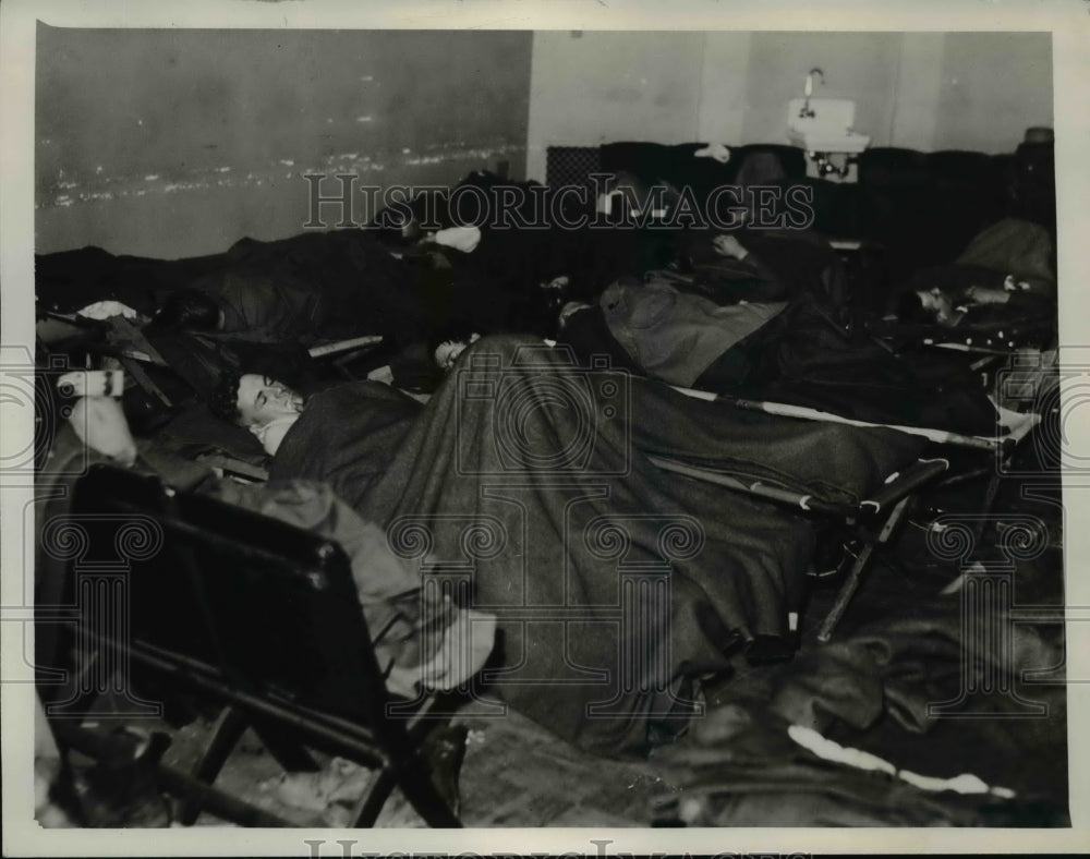 1936 Press Photo PA National Guardsmen Nap After Being on Duty in Flood Zone