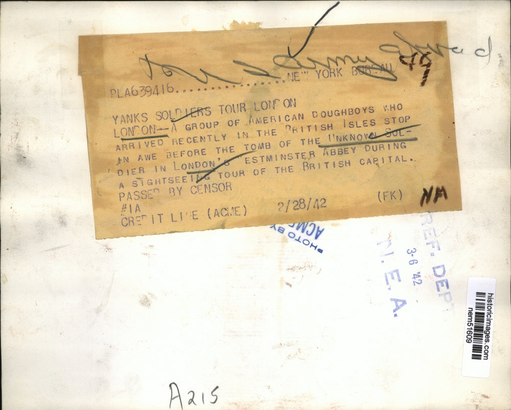 1942 Press Photo American doughboys on tour at the British Capital - nem51609