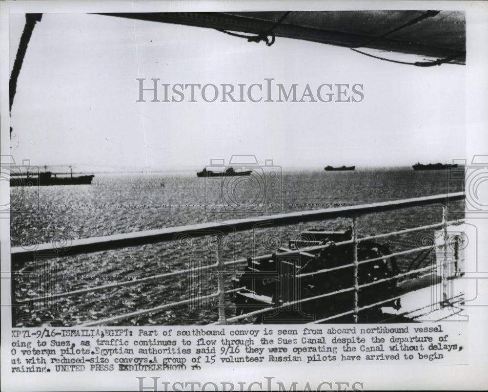 1956 Press Photo Convoy of North Bound Vessels going to Suez - nem52164
