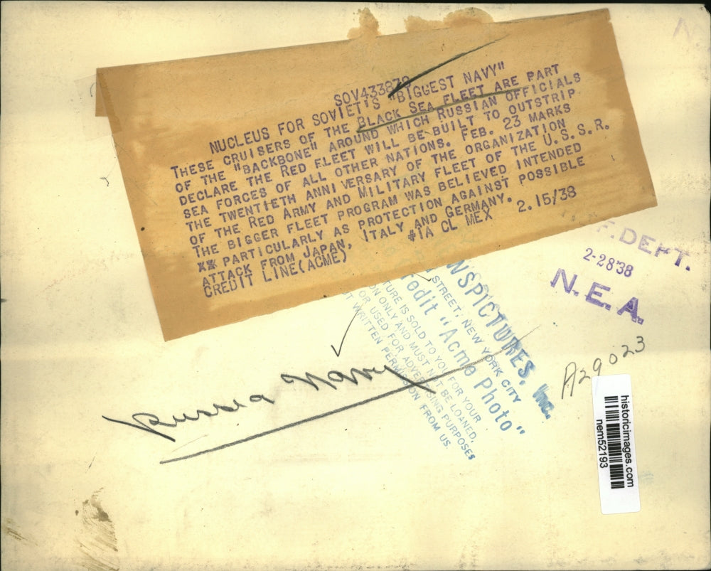 1938 Press Photo Black Sea Fleet declared to be the Nucleus for Soviet's Navy