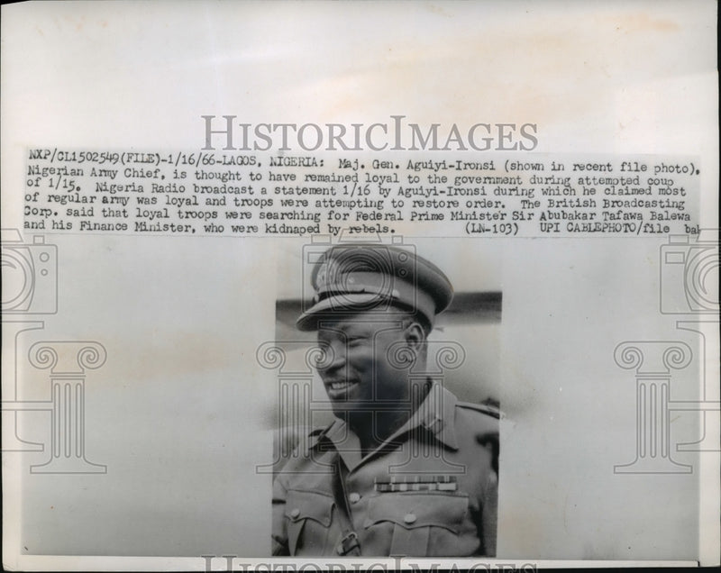 Load image into Gallery viewer, 1966 Press Photo Major General Aguiyi-Ironsi, Nigerian Army Chief - nem52407
