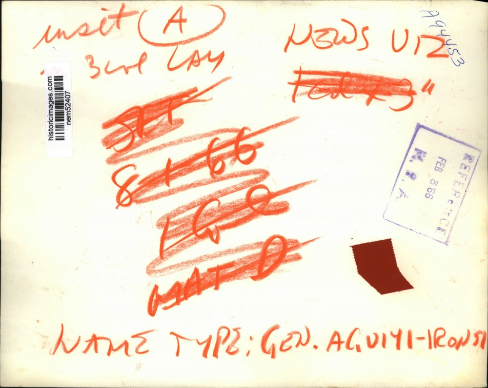 1966 Press Photo Major General Aguiyi-Ironsi, Nigerian Army Chief - nem52407