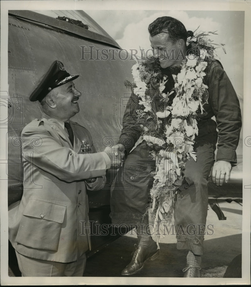 Load image into Gallery viewer, 1949 Press Photo Lt Walter Rew wins Allison Jet Trophy Race in Cleveland
