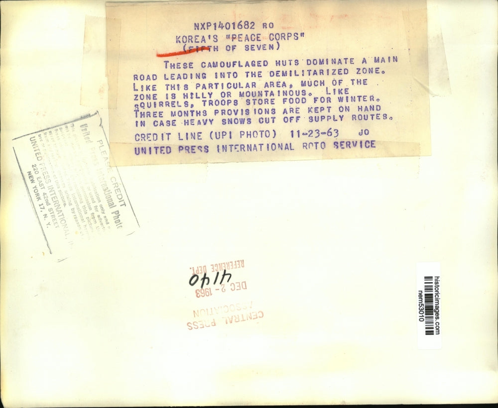 1963 Press Photo Korea Peace Corps Camouflaged huts where they store food