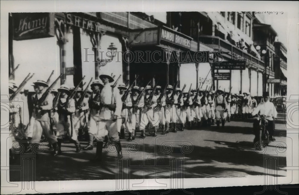 1939 Press Photo British Marines parading through streets of Cairo - nem53162