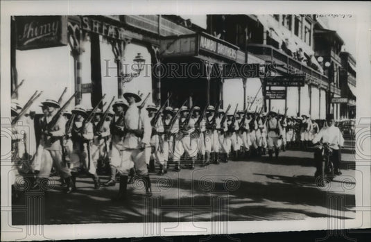 1939 Press Photo British Marines parading through streets of Cairo - nem53162