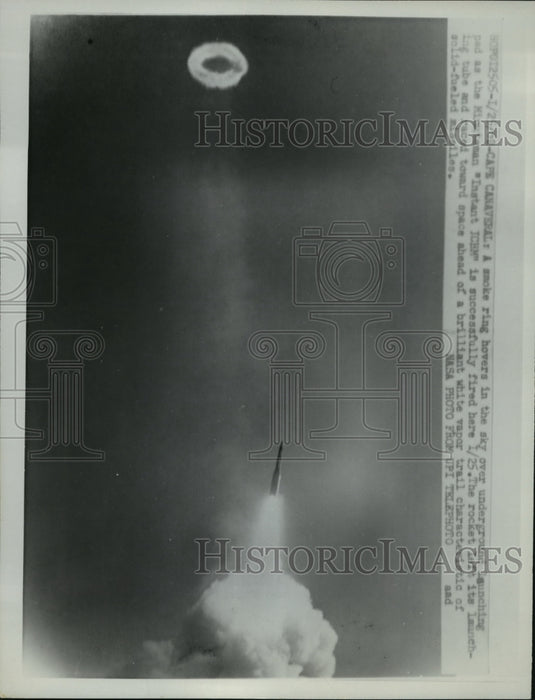 1962 Press Photo Smoke from the Instant ICBM launching at Cape Canaveral- Historic Images