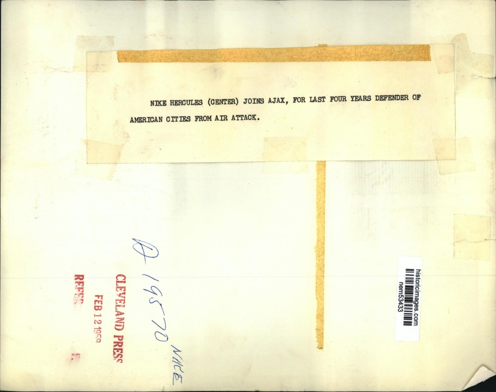 1959 Press Photo Nike Hercules U.S Air Missiles joins Ajax - nem53433