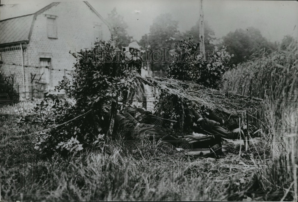 1936 Press Photo Camouflaged outpost during maneuvers on the Eastern Frontier