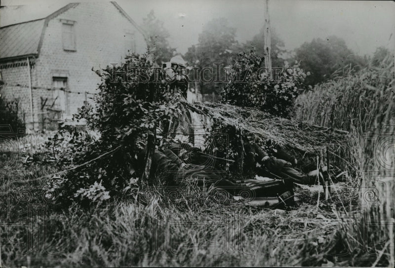 Load image into Gallery viewer, 1936 Press Photo Camouflaged outpost during maneuvers on the Eastern Frontier
