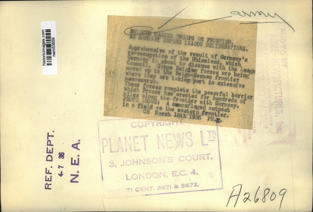 1936 Press Photo Camouflaged outpost during maneuvers on the Eastern Frontier