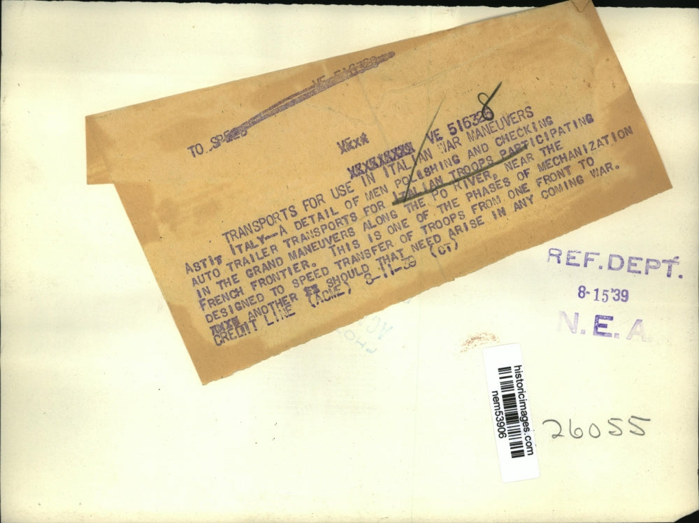 1939 Press Photo Mechanization Transportation for use in Italian War Maneuvers