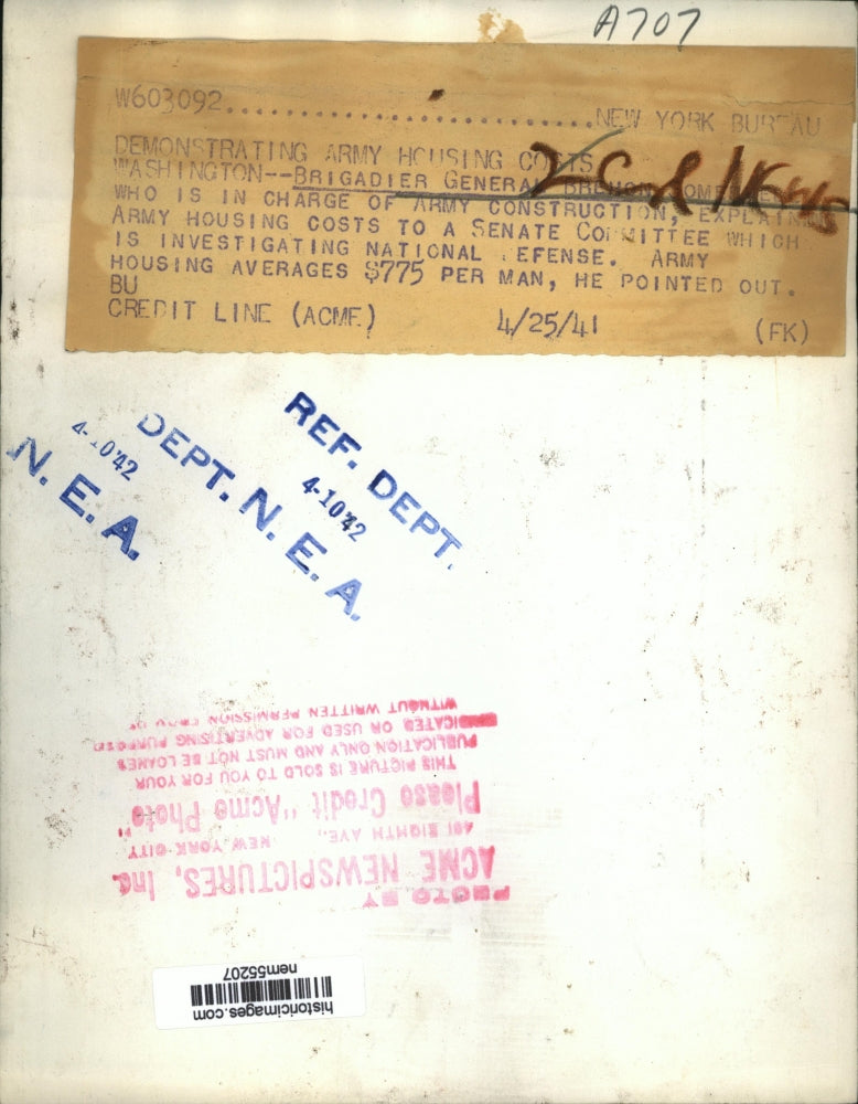 1941 Press Photo General Brehon Somervelle in charged of the Army Construction