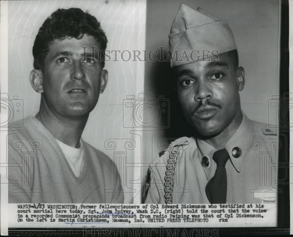 1954 Press Photo Sgt. John Spivey and Martin Christinsen testified in court