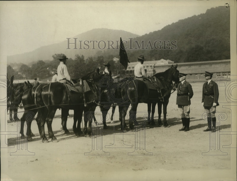 Load image into Gallery viewer, 1929 Press Photo Gen. William R. Smith &amp; Col. Richardson Inspect Cadets
