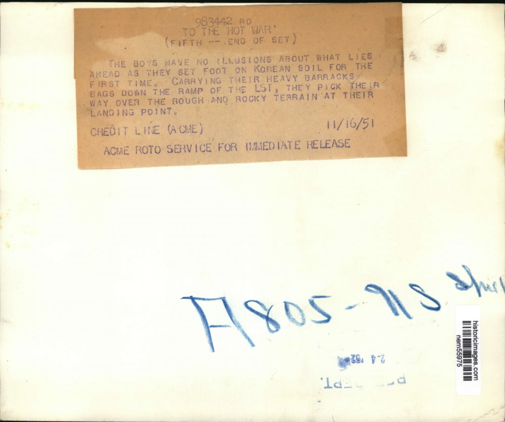 1951 Press Photo U.S. Military Set Foot on Korean Soil For First Time