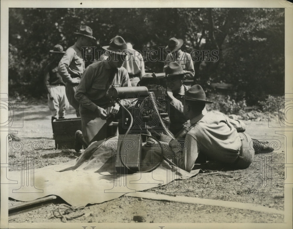 1929 Press Photo Cadets on Machine Gun Range Operating Guns of Regulation Type