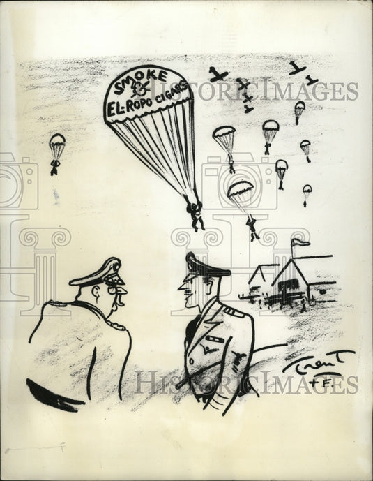 1943 Press Photo An American Navy artist's sketch showing British Army Soldiers