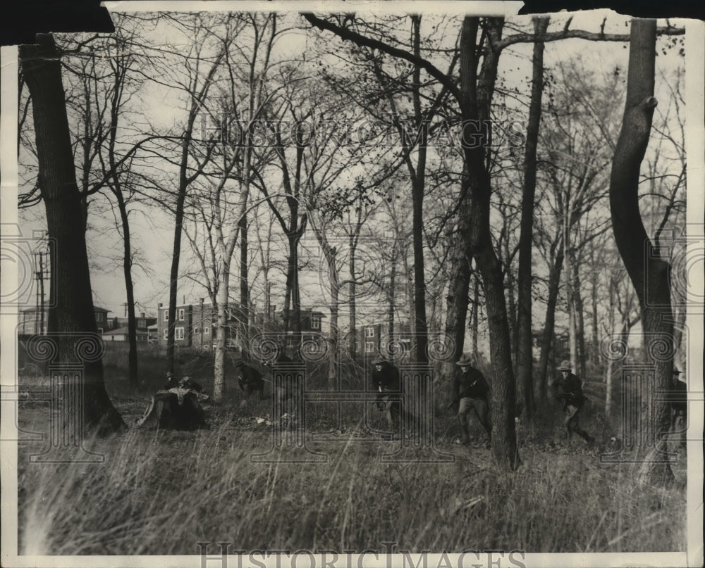 1930 Press Photo Cadets advancing thru the woods of Pennsylvania Military School