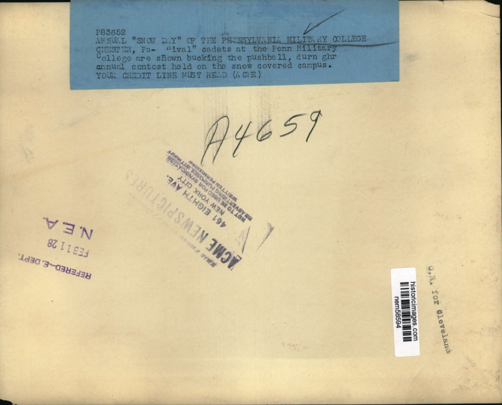 1928 Press Photo Cadets at Penn Military Shown Bucking Push-Ball During Contest