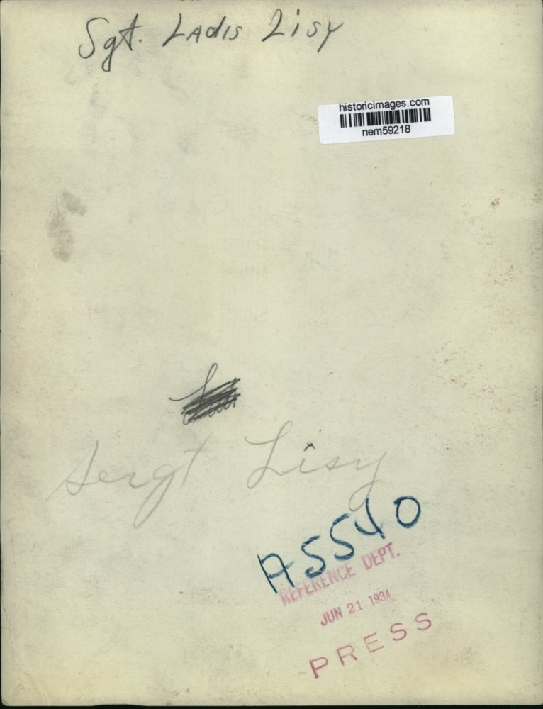 1934 Press Photo Side view of Sergeant Ladis Lisy - nem59218