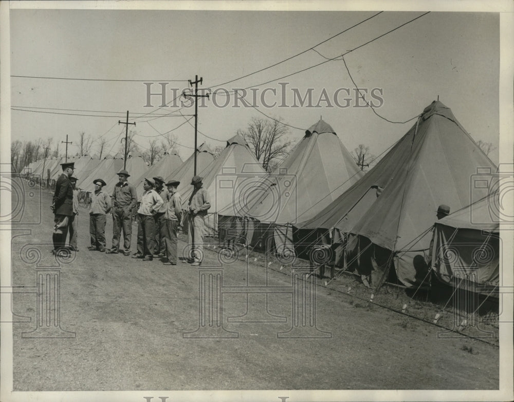 1933 Press Photo First Contingent Recruits are shown to tents at Fort Washington- Historic Images