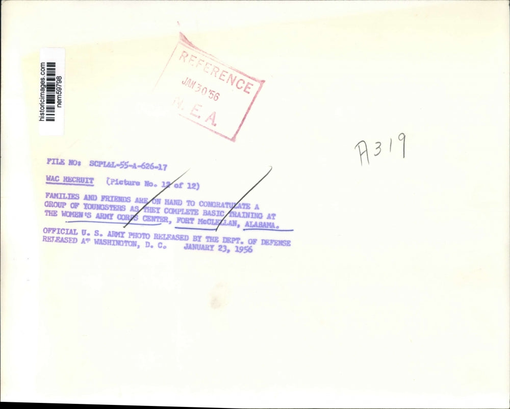 1956 Press Photo Families and friends congratulate Women's Army Corps trainees