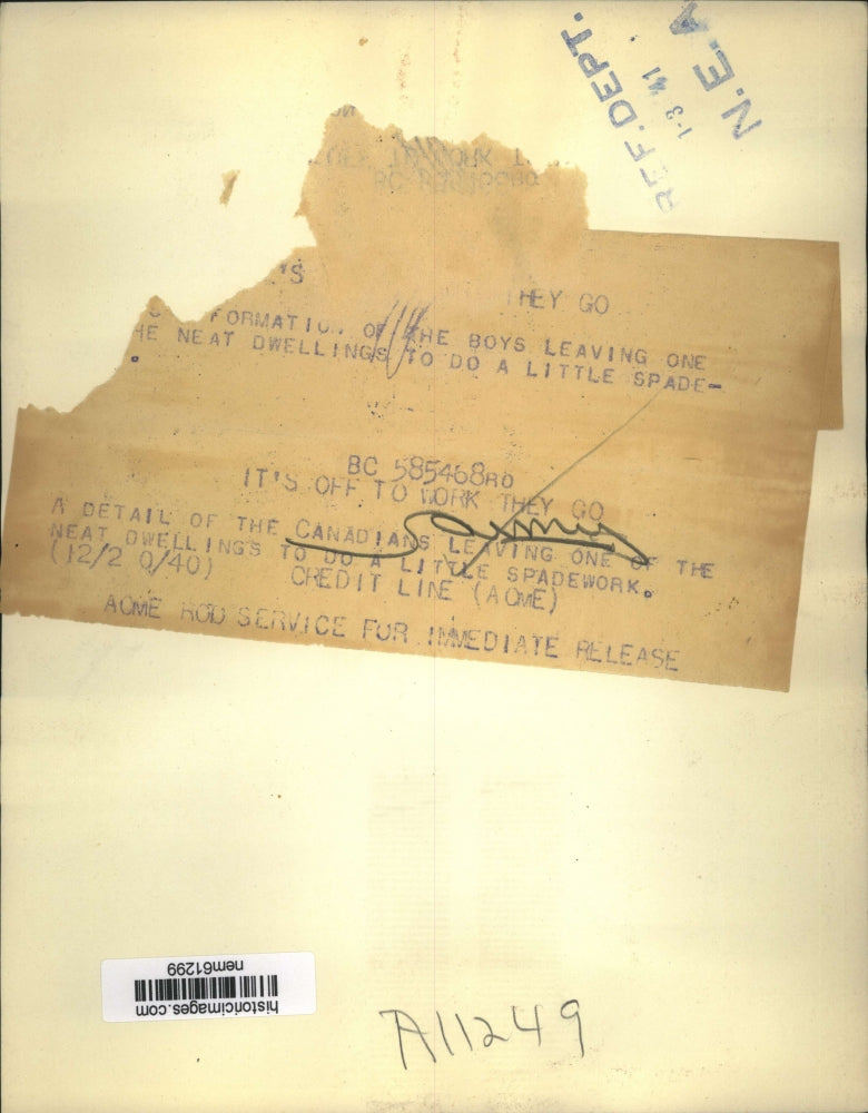 1940 Press Photo Canadian Troops leave for spadework - nem61299